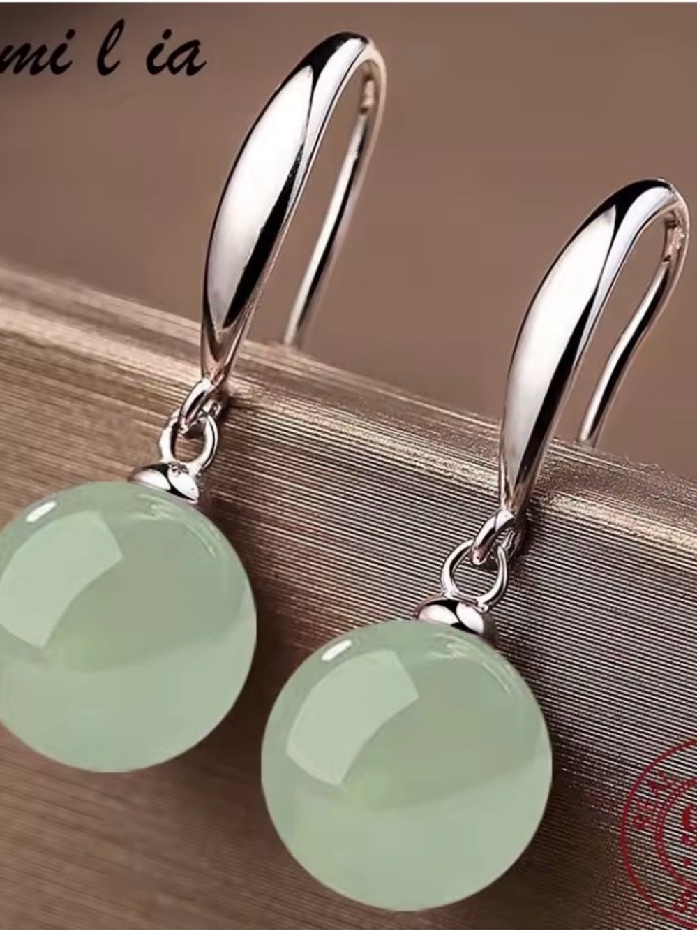 Real Jadeite 12mm Bead Green Burmese Jade Earrings 925 Sterling Silver